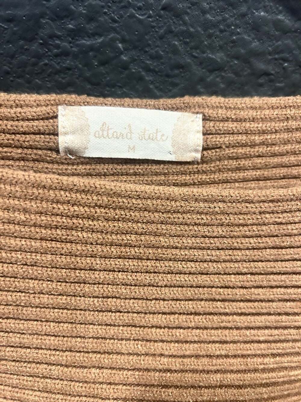 Altar’d State Tan Ribbed Balloon Sleeve Cropped Knit Sweater Boho Fall Size M - Picture 5 of 6